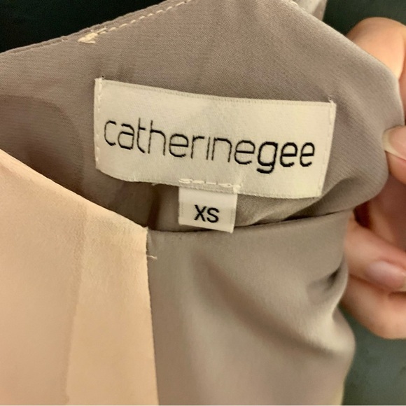 NWT Catherine Gee Pink/Grey Colorblock Silk Maxi Dress - Picture 5 of 6